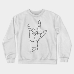 I Love You ASL Sign Hand Language Minimalist Line Art Crewneck Sweatshirt